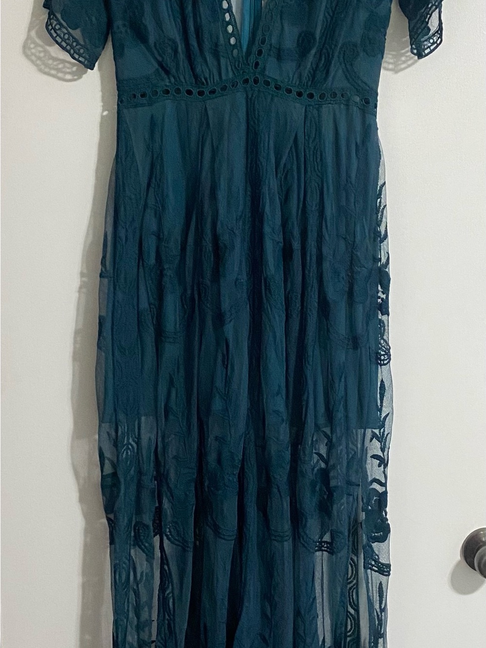Showpo Teal Lace Maxi Dress